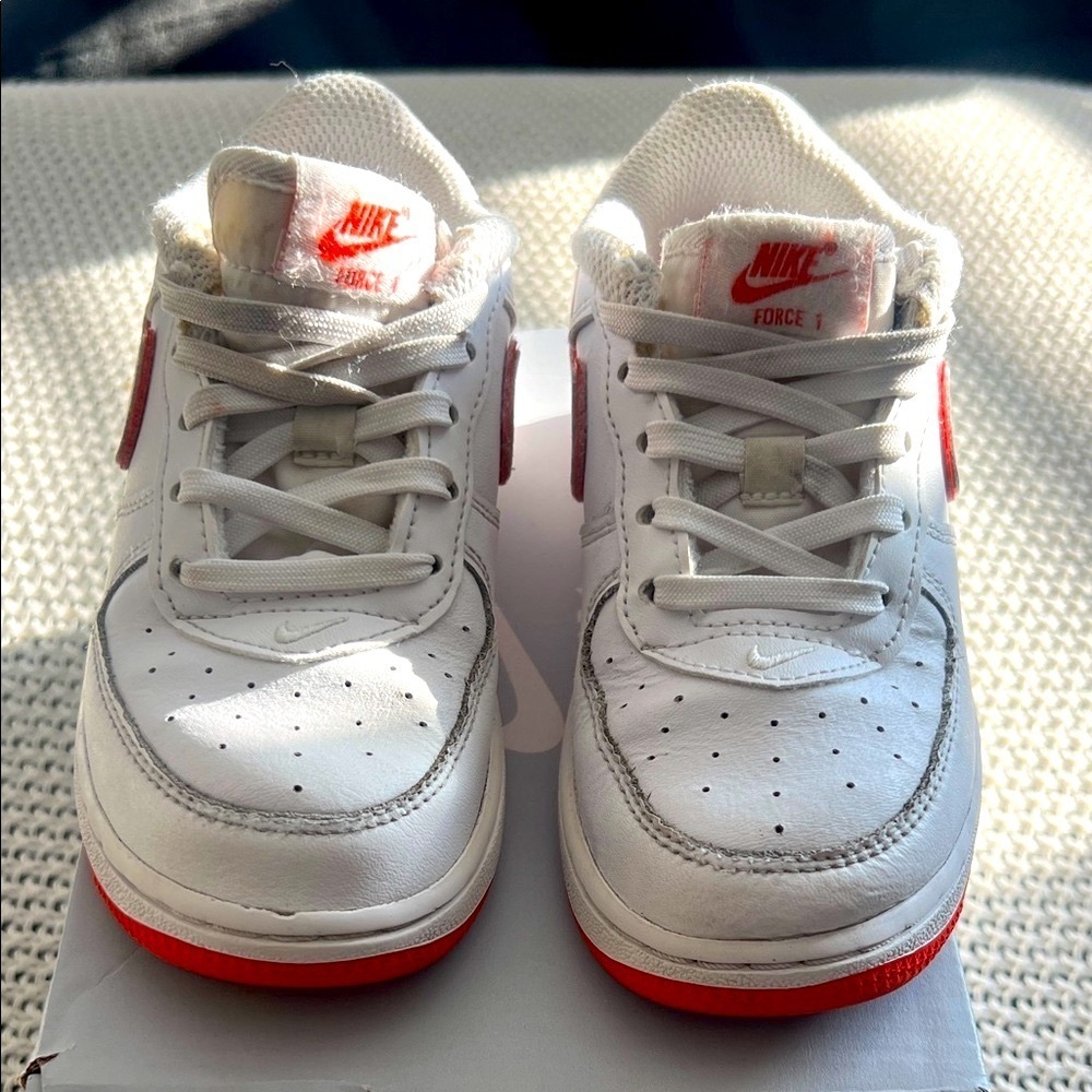 Nike Air Force 1 Kids White and Red Sneakers